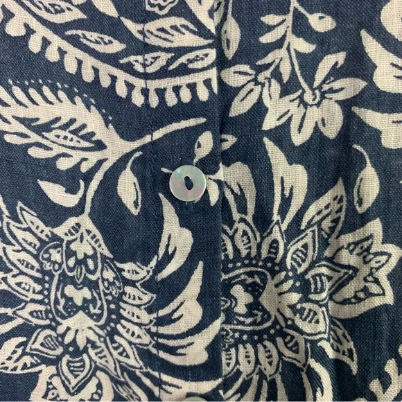 Sigrid Olsen Blue and White‎ Casual Button Down 100% Linen Shirt - Picture 2 of 7